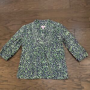 Lilly Pulitzer Vivi Peasant Top - Thrill of the Chaise- Size SMALL